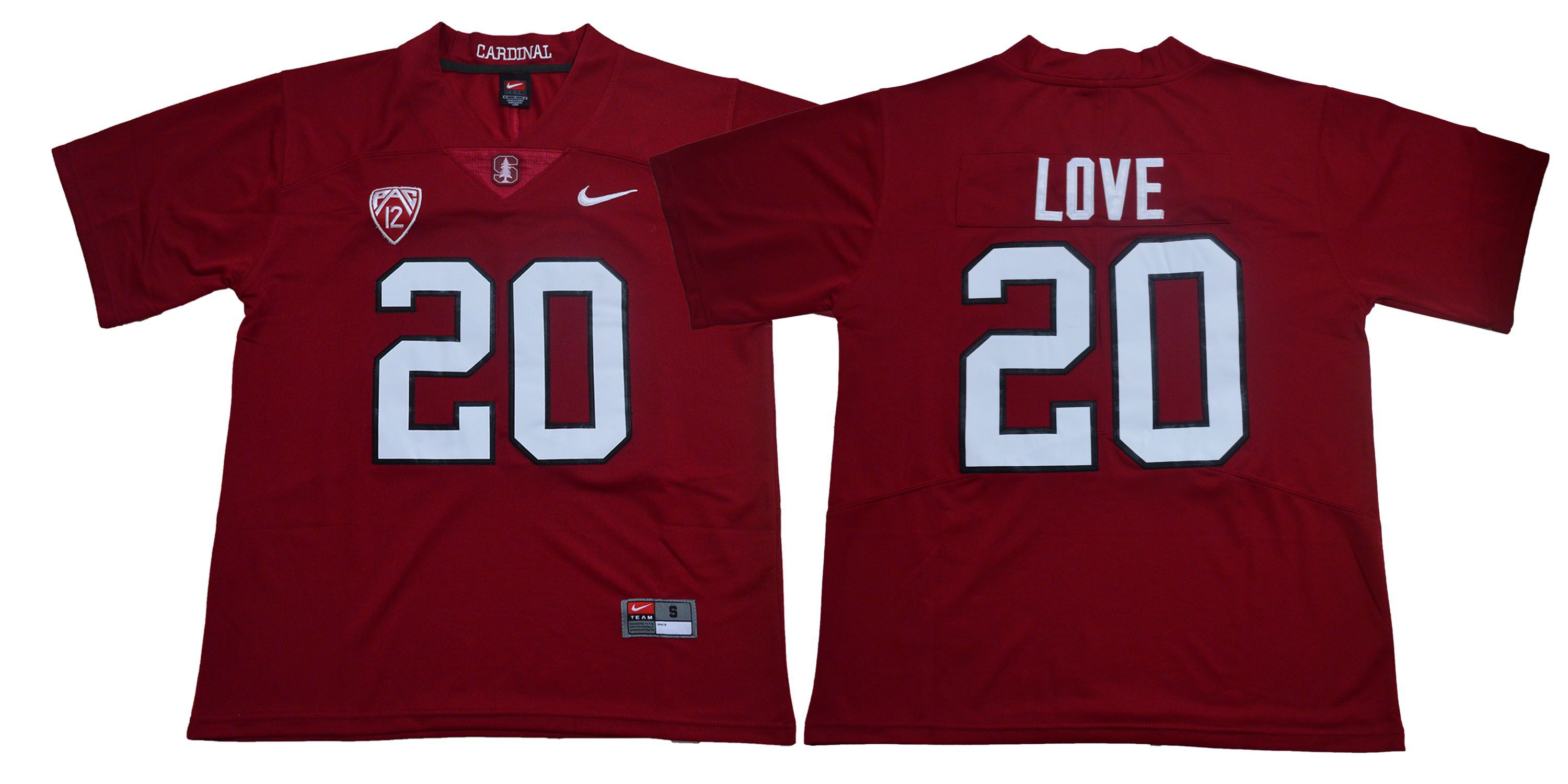 Men Stanford Cardinals 20 Love Red Nike NCAA Jerseys